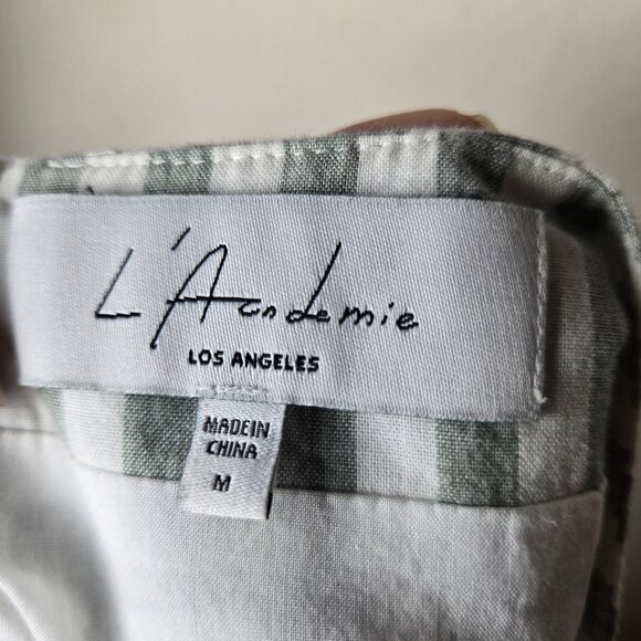 L'Academie Los Angeles Shorts Green White Striped High Waisted Vaca Size M - Picture 3 of 6